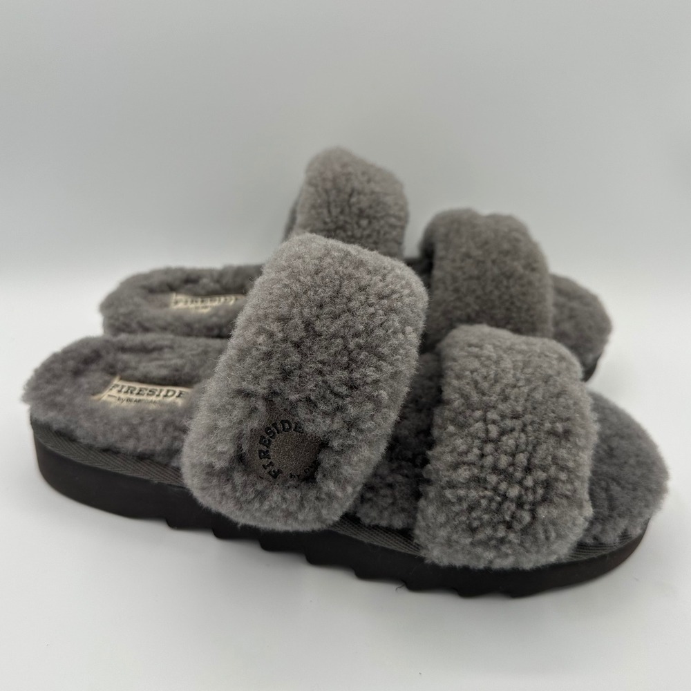 Fireside by‎ Dearfoams Gray Genuine Shearling Scuff Slippers - Women's Size 8